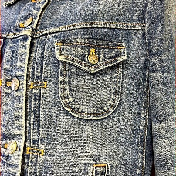 J CREW Blue Denim Jean Jacket with Button Closure and Distressed Accents- Small - Picture 6 of 13